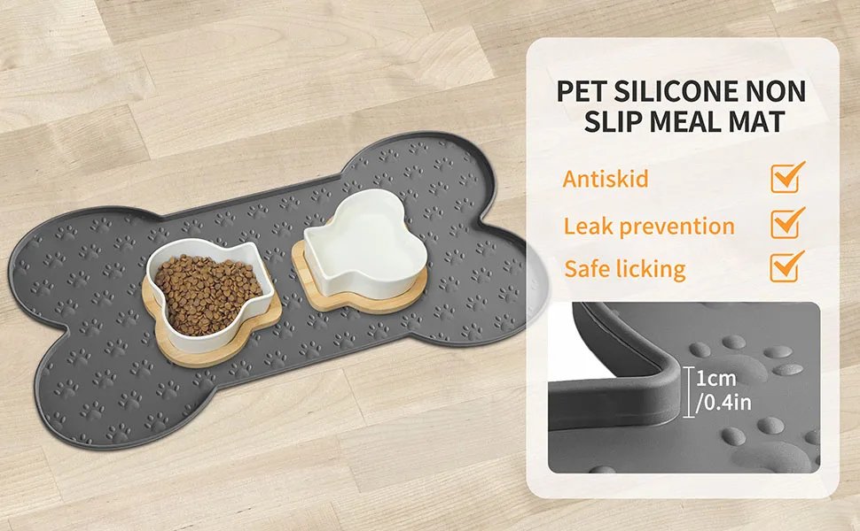 Napperon en silicone antidérapant pour animaux de compagnie, bol pour chien, coussretours d'alimentation étanche, bord suréWer, tapis d'alimentation pour chiot, ThUNICEF