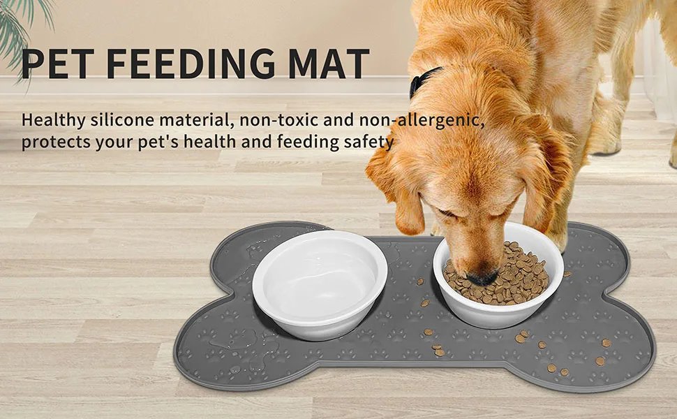 Napperon en silicone antidérapant pour animaux de compagnie, bol pour chien, coussretours d'alimentation étanche, bord suréWer, tapis d'alimentation pour chiot, ThUNICEF