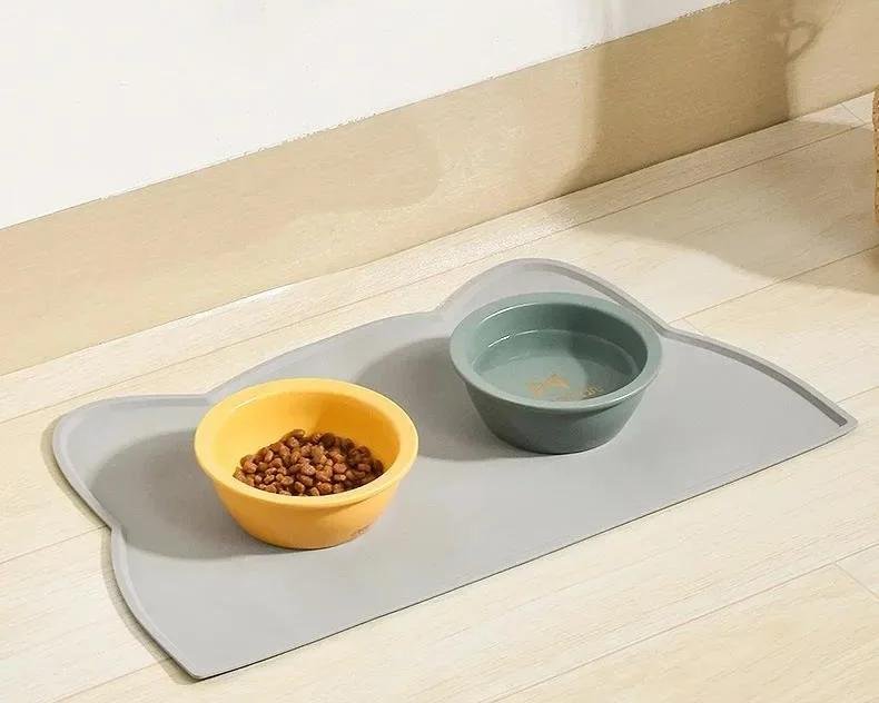 Coussin de bol en polymère de silicone antidérapant pour animaux de compagnie, tapis d'alimentation anti-fuite, mangeoire pour chat et chien, accessoires pour animaux de compagnie