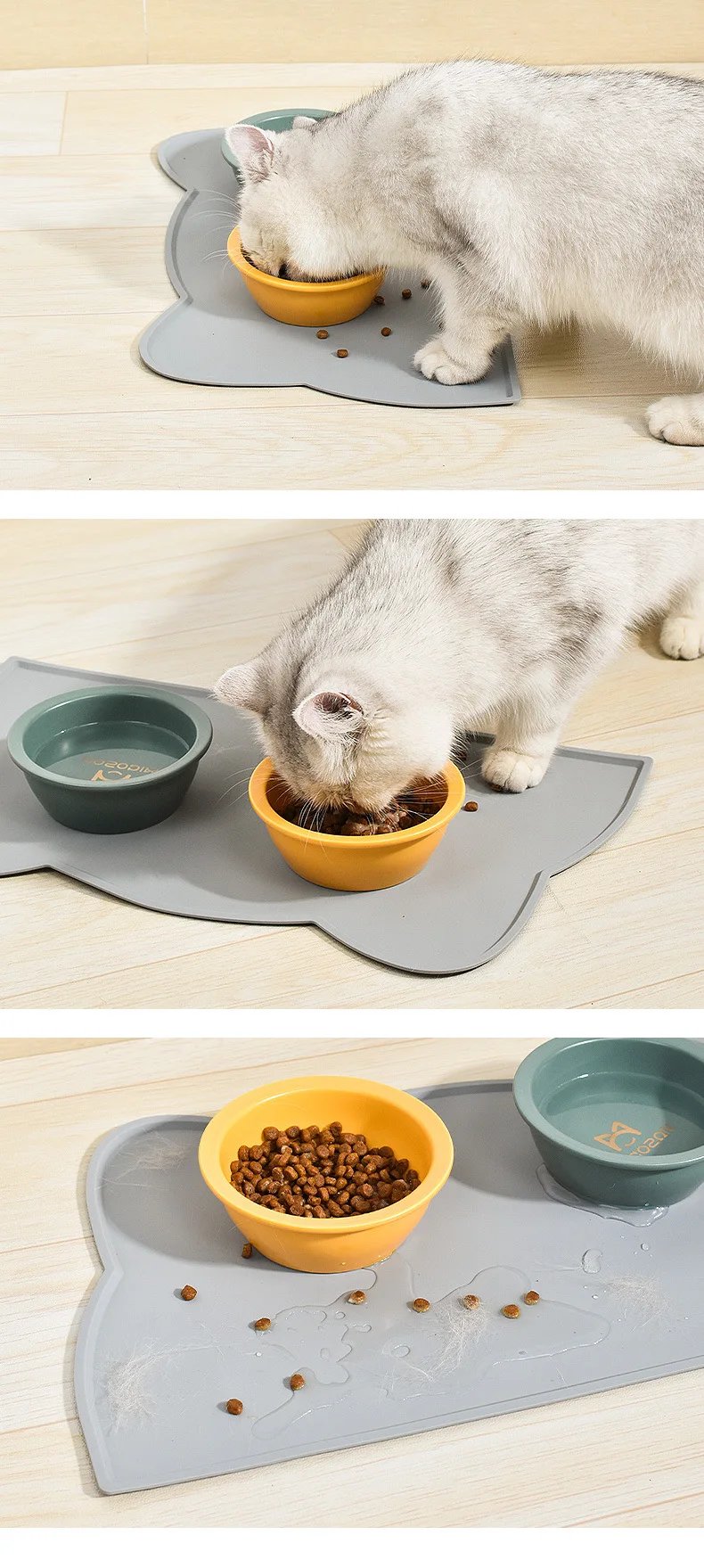 Coussin de bol en polymère de silicone antidérapant pour animaux de compagnie, tapis d'alimentation anti-fuite, mangeoire pour chat et chien, accessoires pour animaux de compagnie