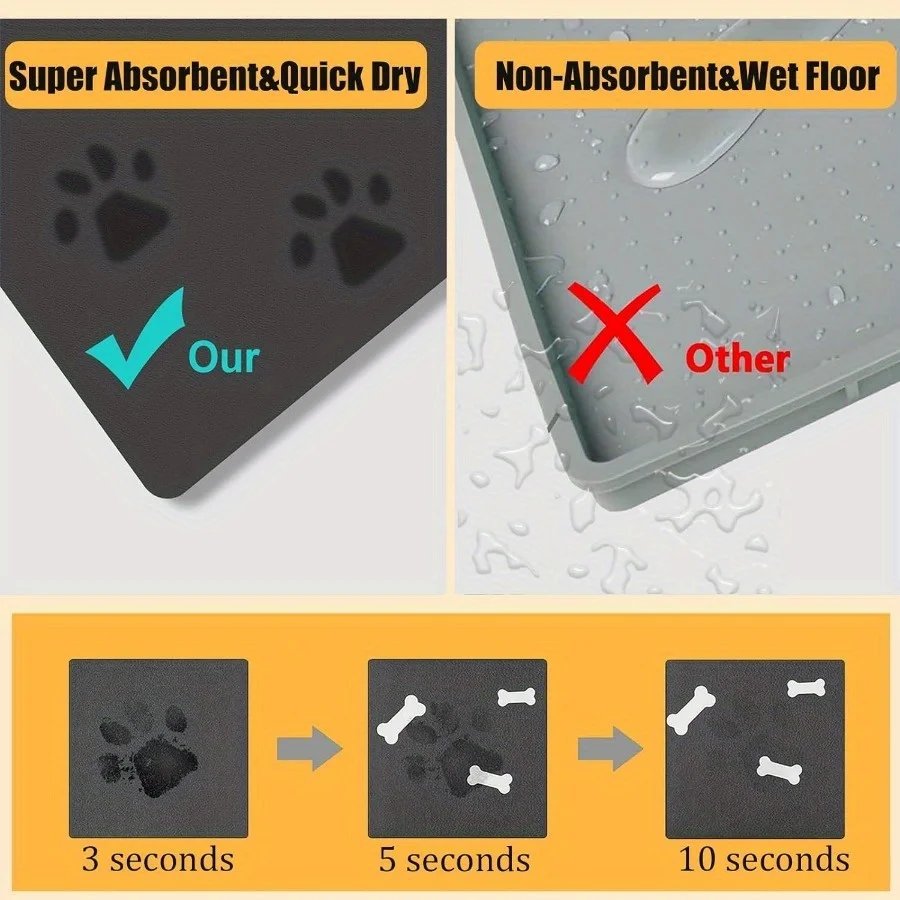 Polymères d'alimentation pour chiens à séchage rapide et absorbant, conception d'empreintes de pattes, non ald et anti-sub, adaptés aux bols à aliments et à eau Polymères d'alimentation pour chiens à séchage rapide et absorbant, conception d'empreintes de pattes, non ald et anti-sub, adaptés aux bols à aliments et à eau