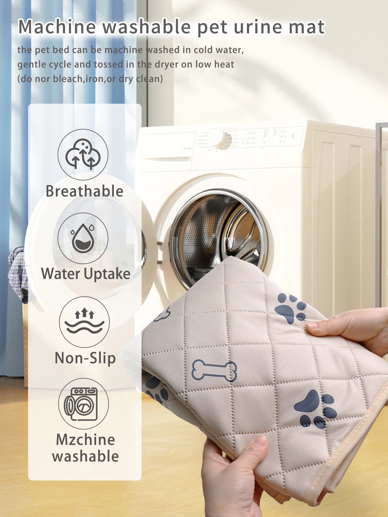 Coussinets de pipi lavables pour animaux de compagnie, grande absorption, tapis de pipi réutilisables pour chiot, coussinets d'urine coordonnants pour chien, impression de griffes et d'os