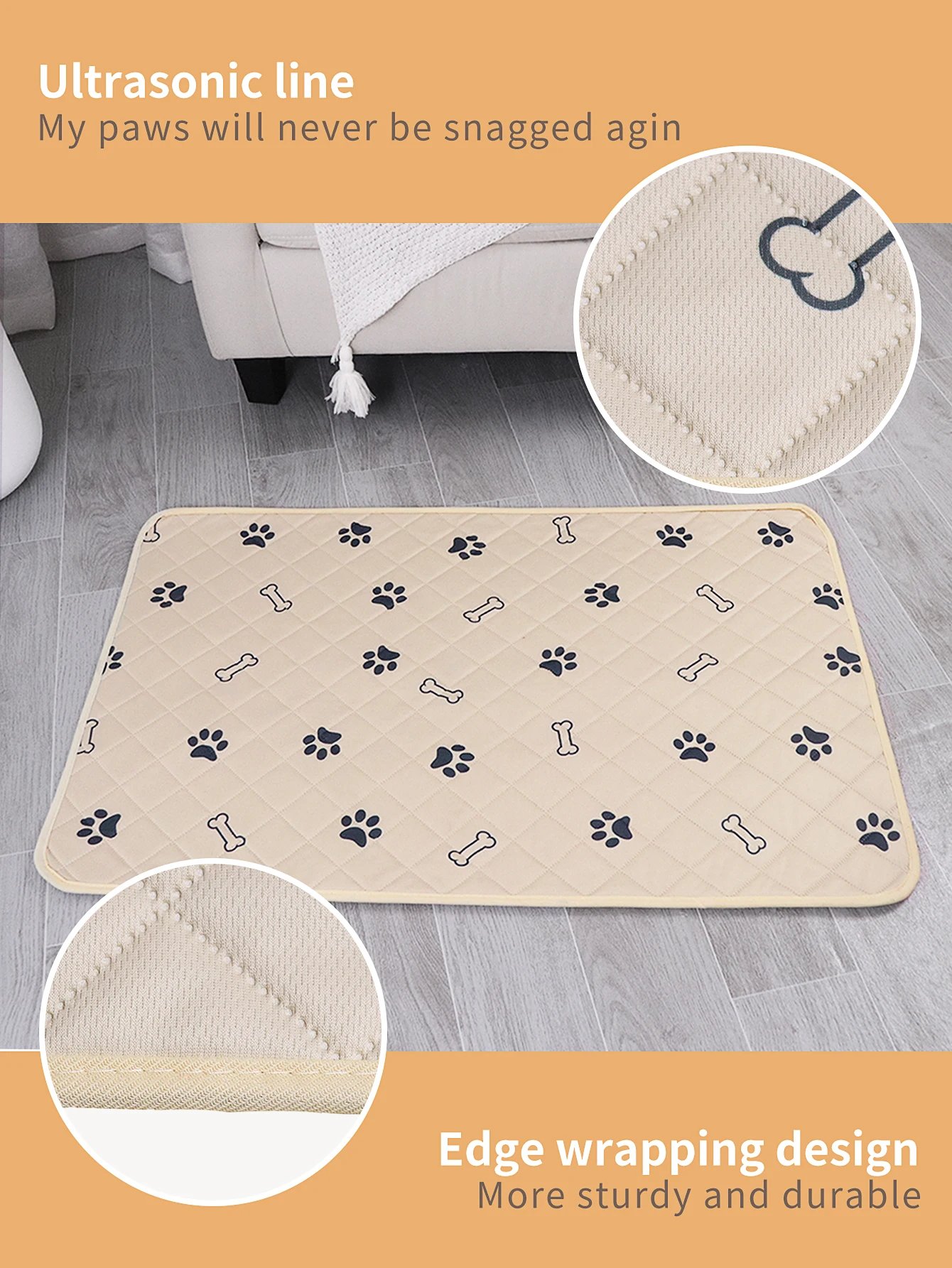 Coussinets de pipi lavables pour animaux de compagnie, grande absorption, tapis de pipi réutilisables pour chiot, coussinets d'urine coordonnants pour chien, impression de griffes et d'os