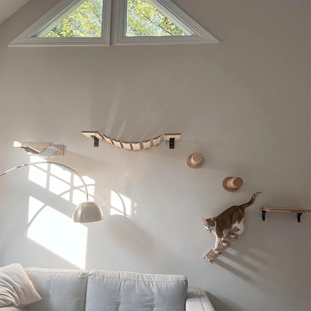 Étagère d'escalade murale pour chat, escalier à quatre marches avec poteau à gratter en sisal, tour d'arbre pour chats, plate-forme de saut, meubles pour animaux de compagnie Étagère d'escalade murale pour chat, escalier à quatre marches avec poteau à gratter en sisal, tour d'arbre pour chats, plate-forme de saut, meubles pour animaux de compagnie