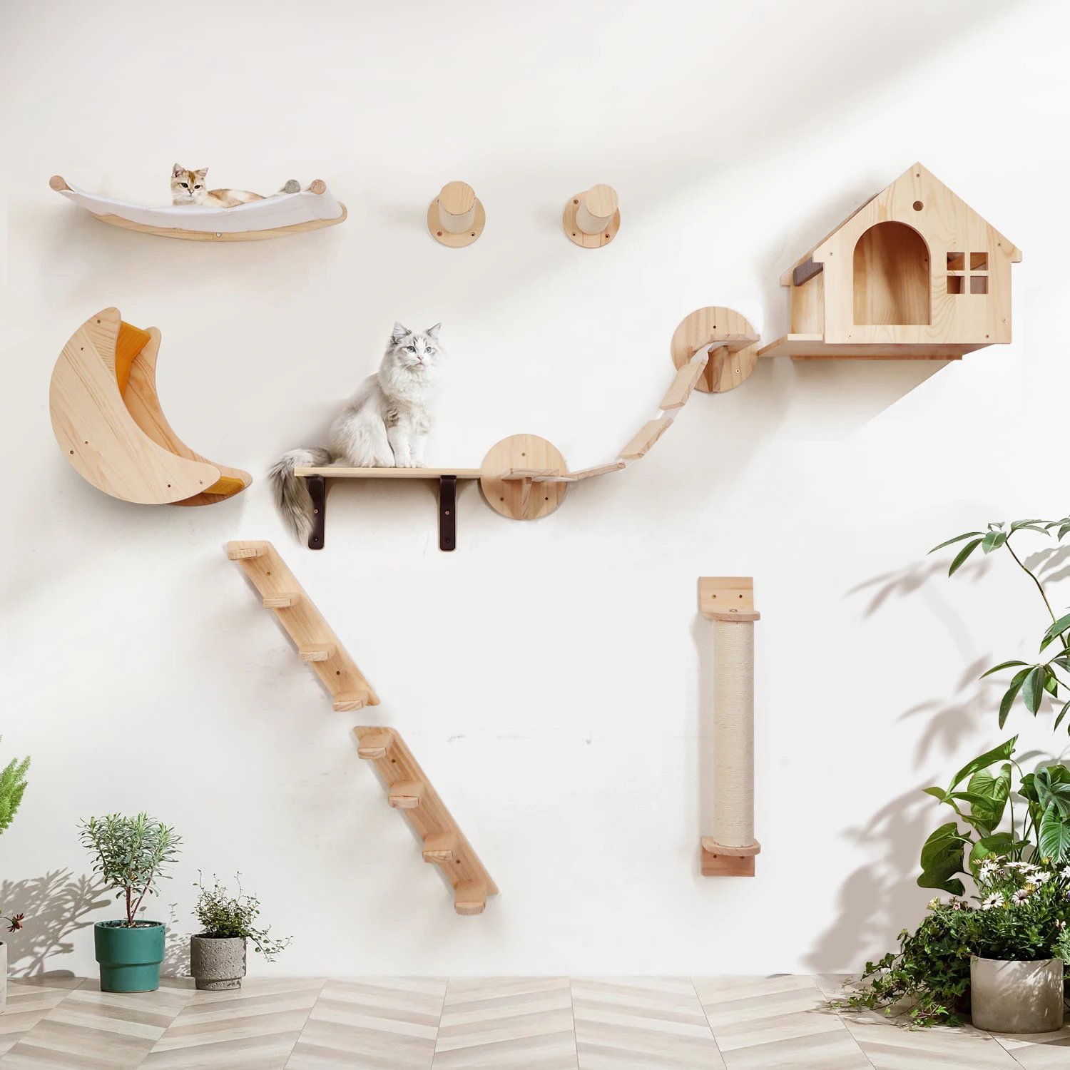 Étagère d'escalade murale pour chat, escalier à quatre marches avec poteau à gratter en sisal, tour d'arbre pour chats, plate-forme de saut, meubles pour animaux de compagnie Étagère d'escalade murale pour chat, escalier à quatre marches avec poteau à gratter en sisal, tour d'arbre pour chats, plate-forme de saut, meubles pour animaux de compagnie