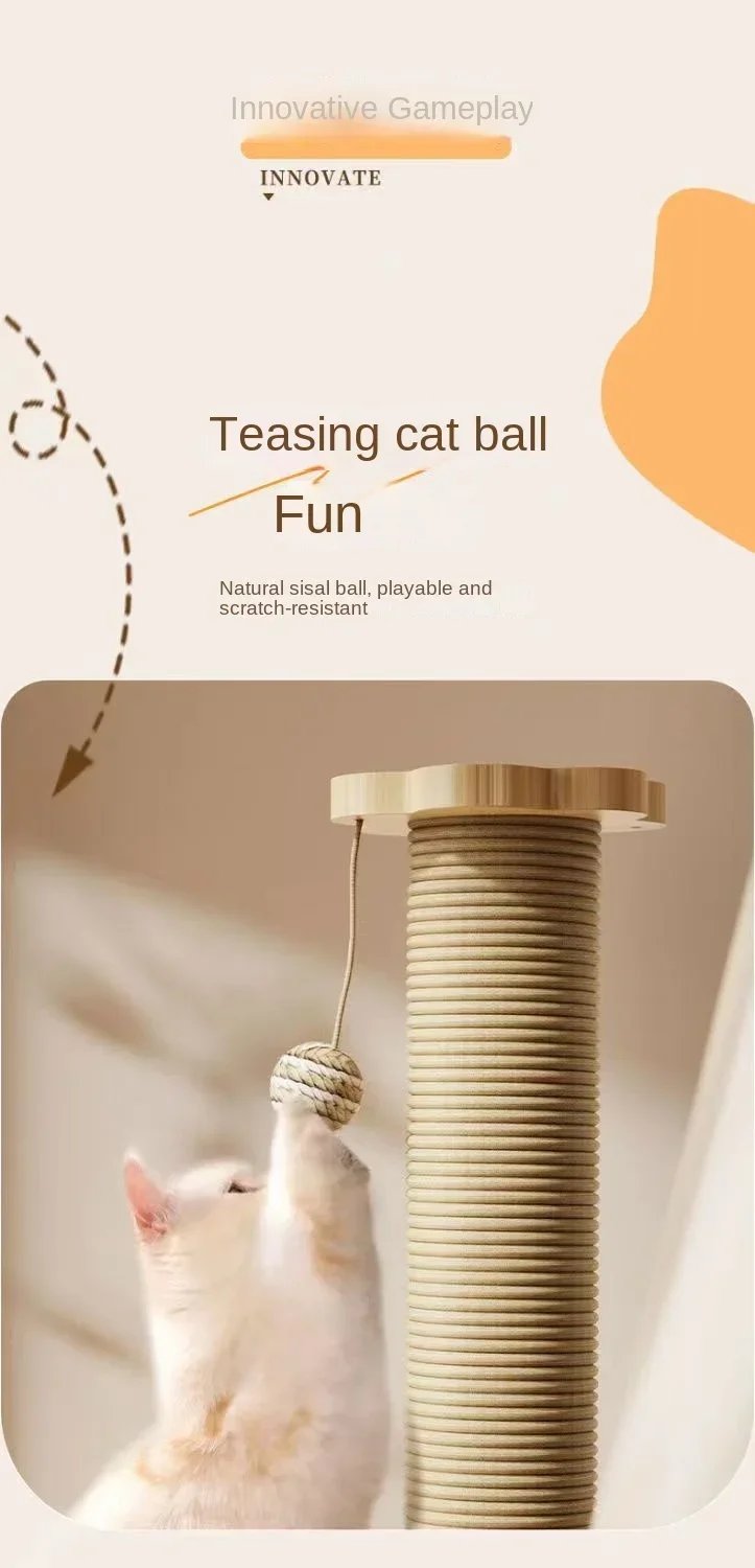 Cadre d'escalade en bois massif pour chat, jouets pour animaux de compagnie, planche à gratter en sisal durable, une pièce, colonne de saisie avec jouets colorés pour chat Cadre d'escalade en bois massif pour chat, jouets pour animaux de compagnie, planche à gratter en sisal durable, une pièce, colonne de saisie avec jouets colorés pour chat