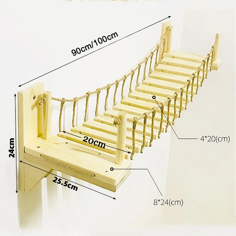 Pont mural pour chat, arbre à chat, lit hamac, échelle pour chat en Sisal, cadre d'escalade, meuble, jouet Pont mural pour chat, arbre à chat, lit hamac, échelle pour chat en Sisal, cadre d'escalade, meuble, jouet