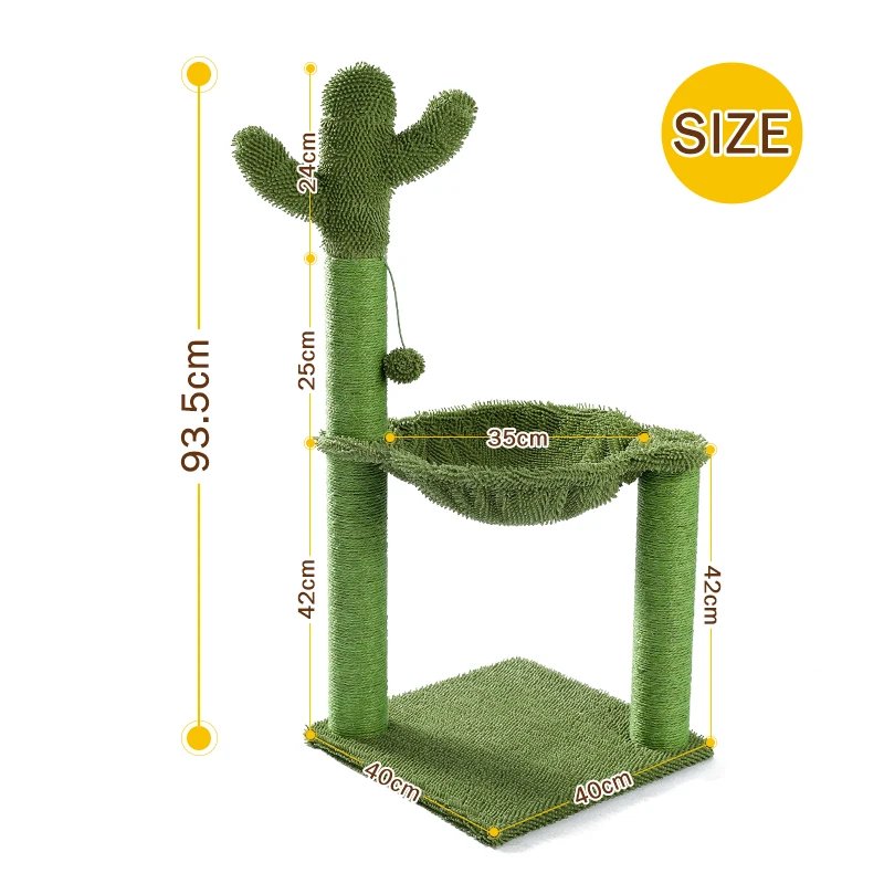Poteau à Gratter Rose avec Corde en Sisal pour Chat, Hamac Confortable et Spacieux, Cadre d'Escalade