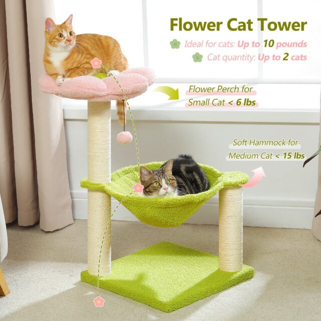 Poteau à Gratter Rose avec Corde en Sisal pour Chat｜ Hamac Confortable et Spacieux｜Cadre d'Escalade – Image 6