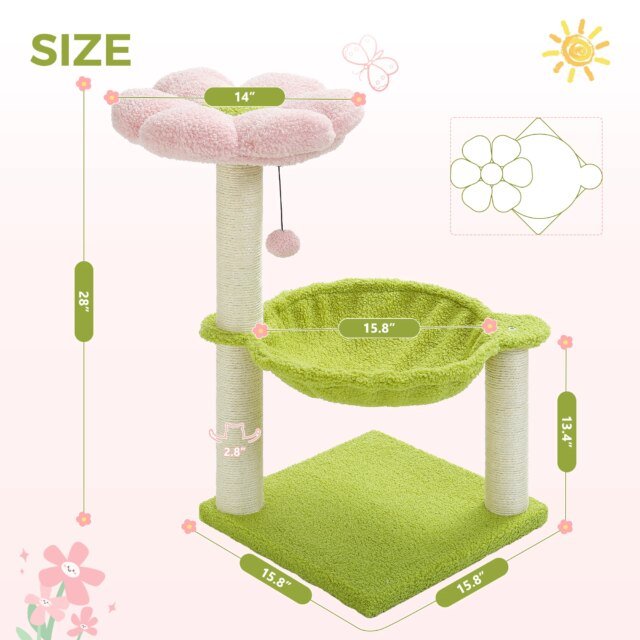 Poteau à Gratter Rose avec Corde en Sisal pour Chat｜ Hamac Confortable et Spacieux｜Cadre d'Escalade – Image 3