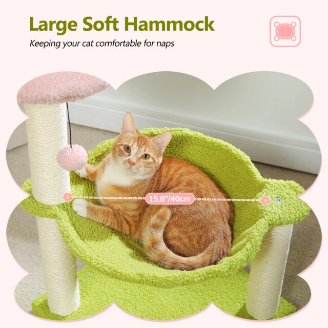 Poteau à Gratter Rose avec Corde en Sisal pour Chat｜ Hamac Confortable et Spacieux｜Cadre d'Escalade – Image 4
