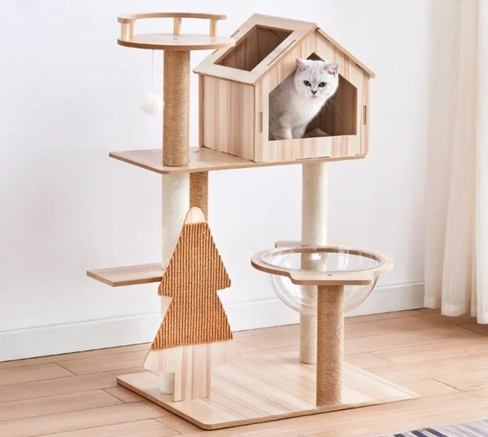 Cadre d'escalade à plusieurs couches pour chat, griffoirs, capacité de charge, capsule, planche à gratter, tours multicouches