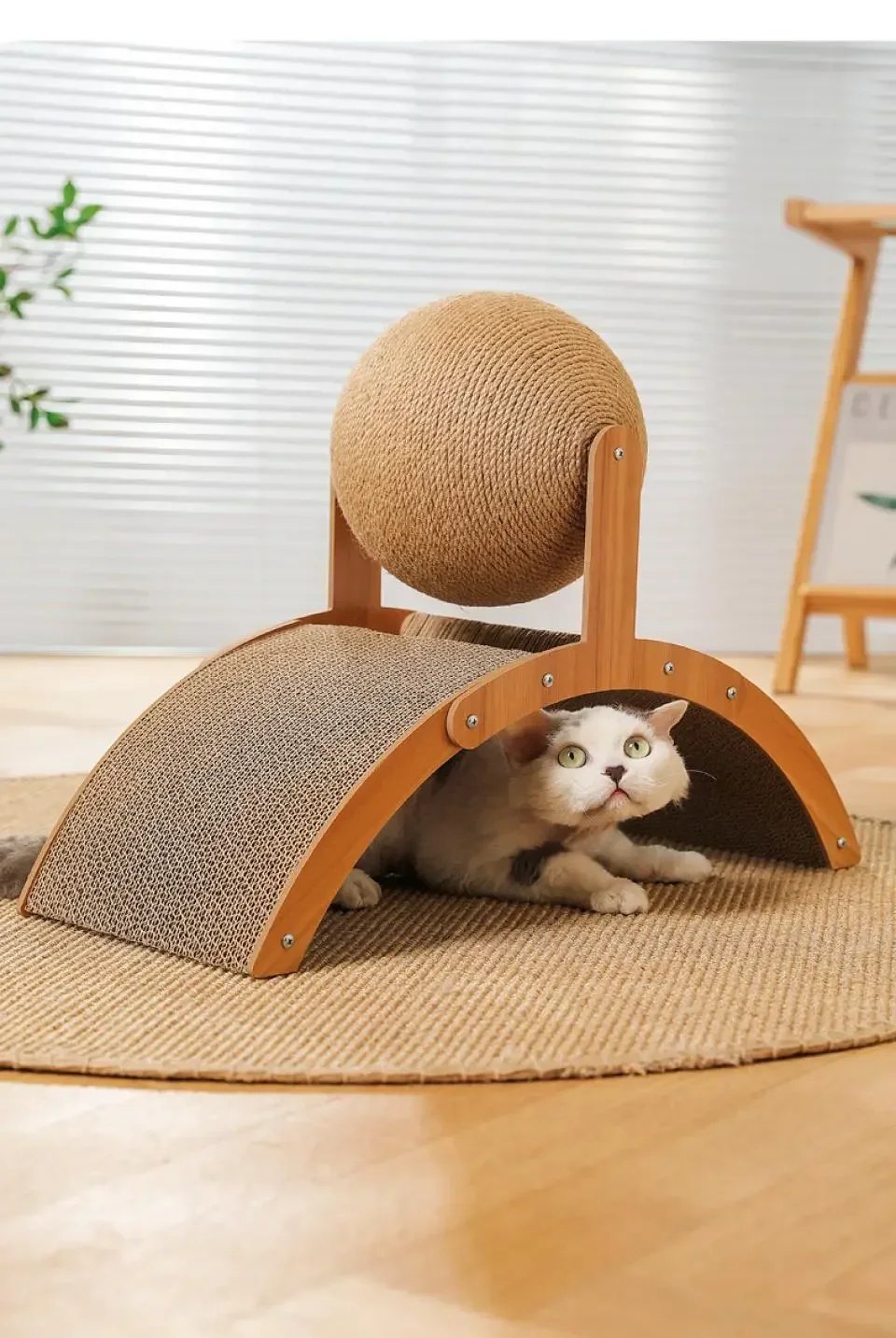 Boule à gratter pour chat en bois 2 en 1, planche à gratter en sisal, grattoir à patte en bois massif pour chats Boule à gratter pour chat en bois 2 en 1, planche à gratter en sisal, grattoir à patte en bois massif pour chats