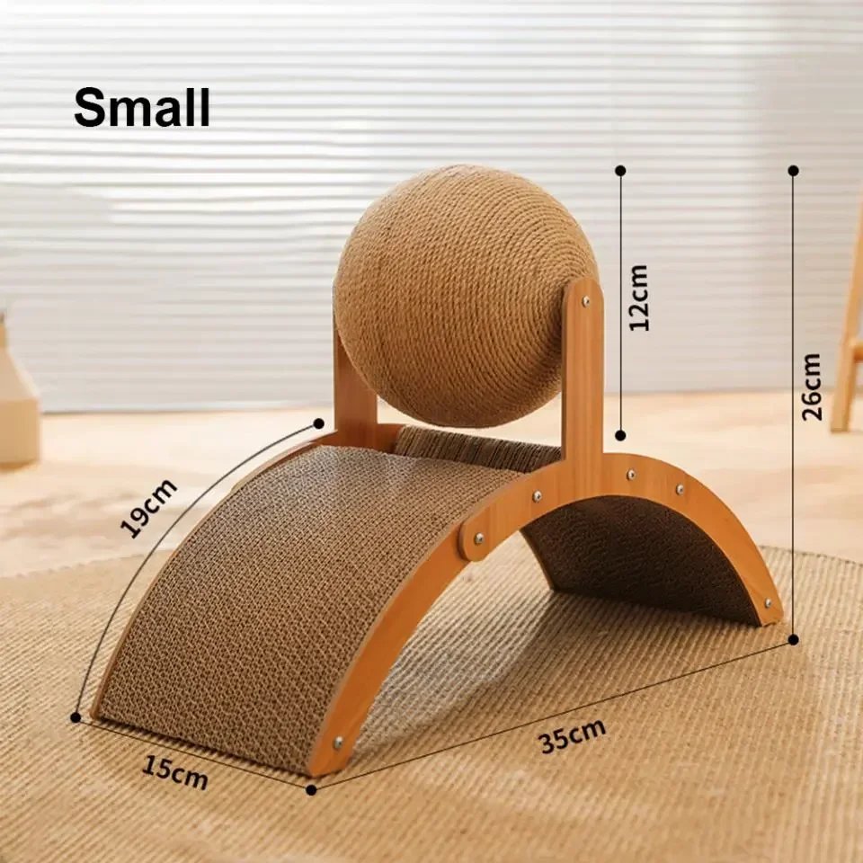 Boule à gratter pour chat en bois 2 en 1, planche à gratter en sisal, grattoir à patte en bois massif pour chats Boule à gratter pour chat en bois 2 en 1, planche à gratter en sisal, grattoir à patte en bois massif pour chats