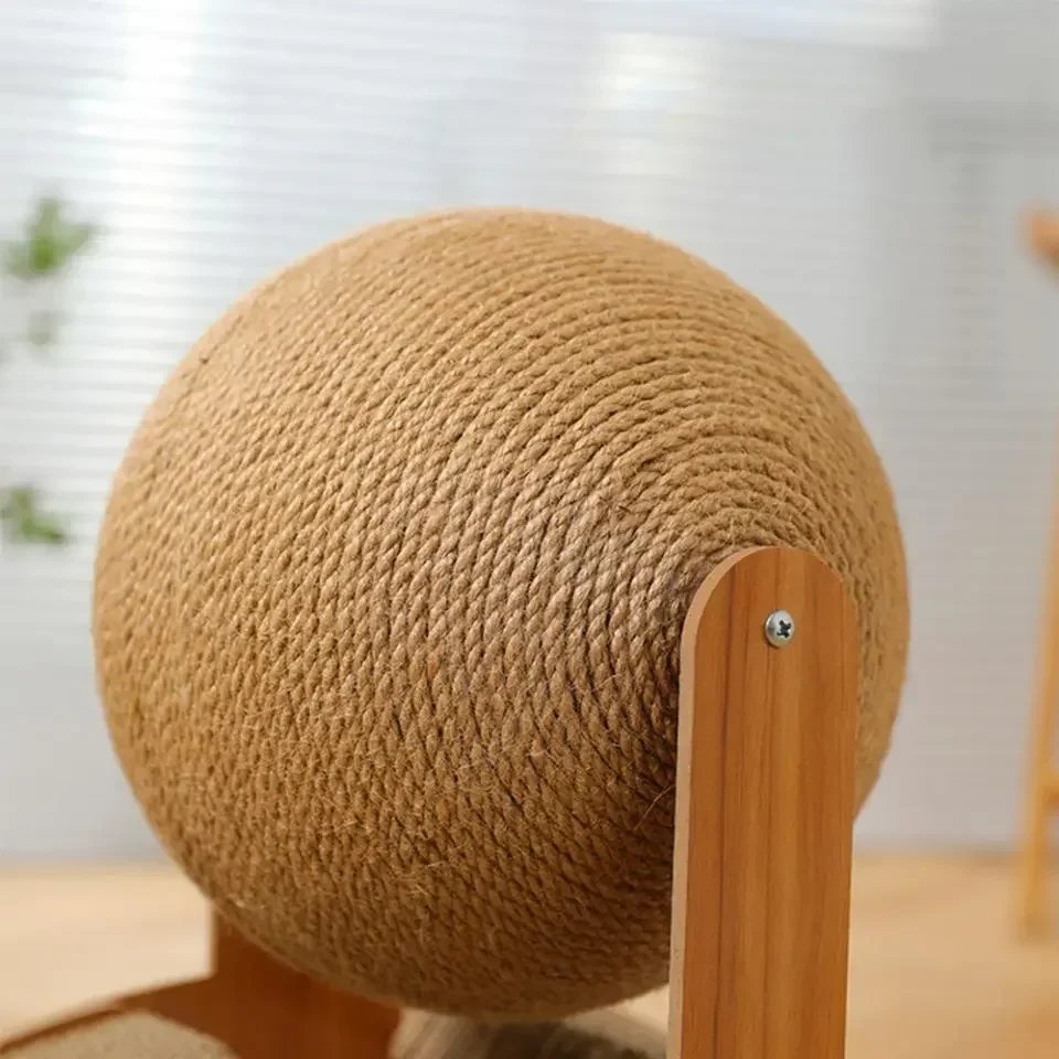Boule à gratter pour chat en bois 2 en 1, planche à gratter en sisal, grattoir à patte en bois massif pour chats Boule à gratter pour chat en bois 2 en 1, planche à gratter en sisal, grattoir à patte en bois massif pour chats