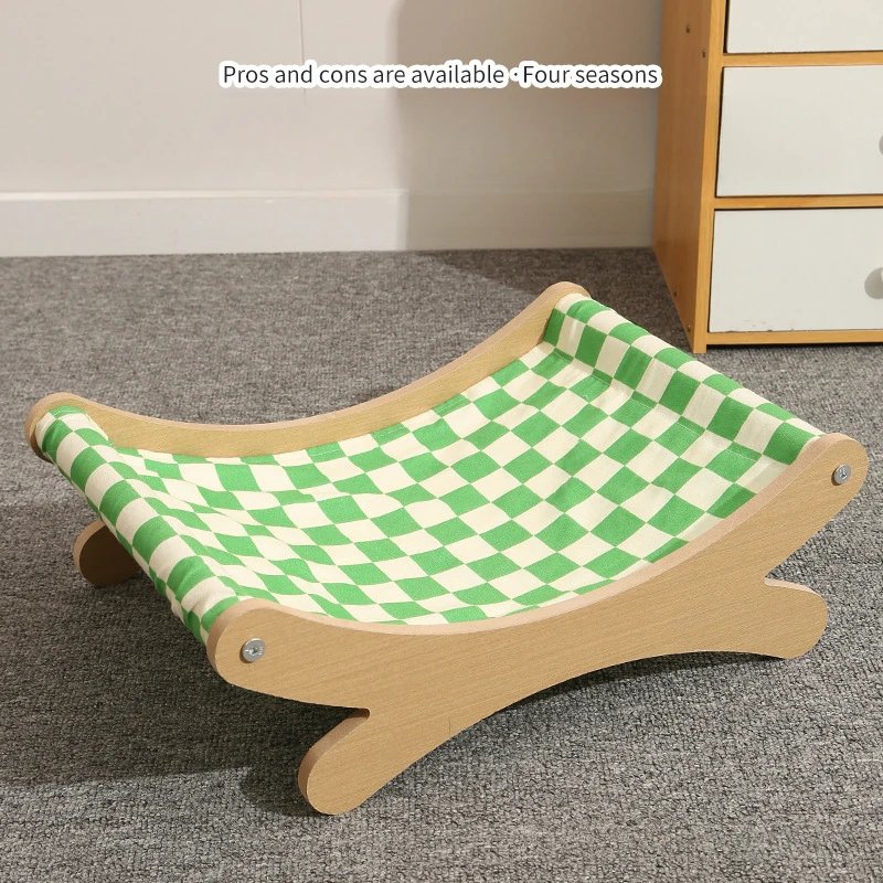 Chaises à bascule en bois massif pour animaux de compagnie, lits réglables, poignées amovibles, hamacs confortables, paniers de confrontation, meubles pour animaux de compagnie, chats et chiens, été Chaises à bascule en bois massif pour animaux de compagnie, lits réglables, poignées amovibles, hamacs confortables, paniers de confrontation, meubles pour animaux de compagnie, chats et chiens, été