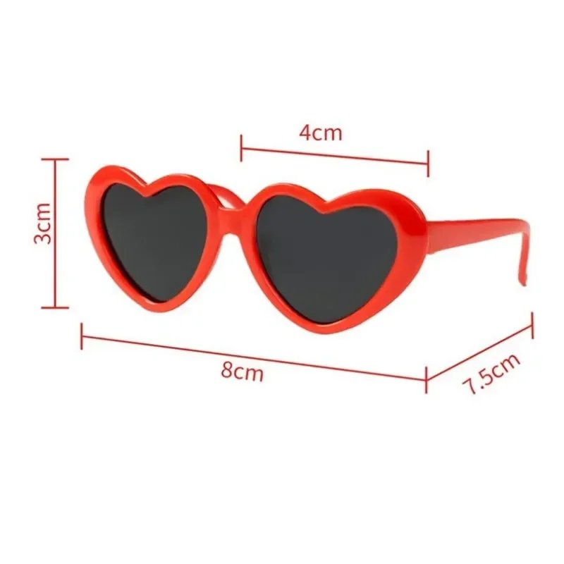 Lunettes de soleil en forme de cœur pour animaux de compagnie, jolies lunettes de soleil pour chiens et chats, nœuds perforés, nounours, décoration de poils d'animaux, accessoires photo