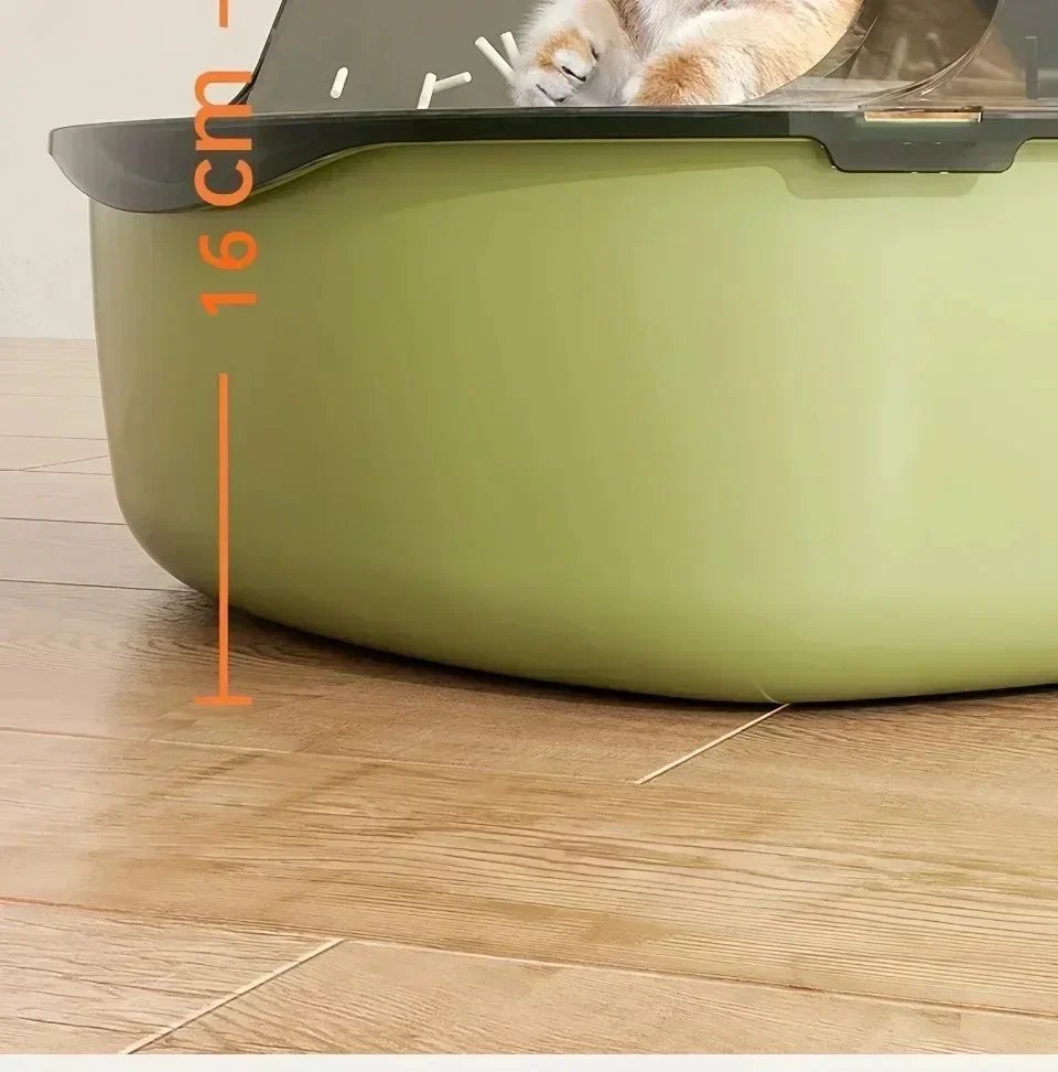 Bac à Litière Ouvert pour Chat, Bac à Sable Épais, Semi-Fermé, Côté Haut, Résistant aux Éclaboussures, avec Pelle, Fournitures pour Animaux de Compagnie