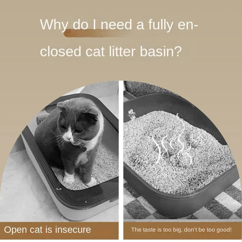 Bac à litière pour chat de type MELType entièrement fermé, anti-éclaboussures et isolation des odeurs, toilettes pour chat, extra large Bac à litière pour chat de type MELType entièrement fermé, anti-éclaboussures et isolation des odeurs, toilettes pour chat, extra large