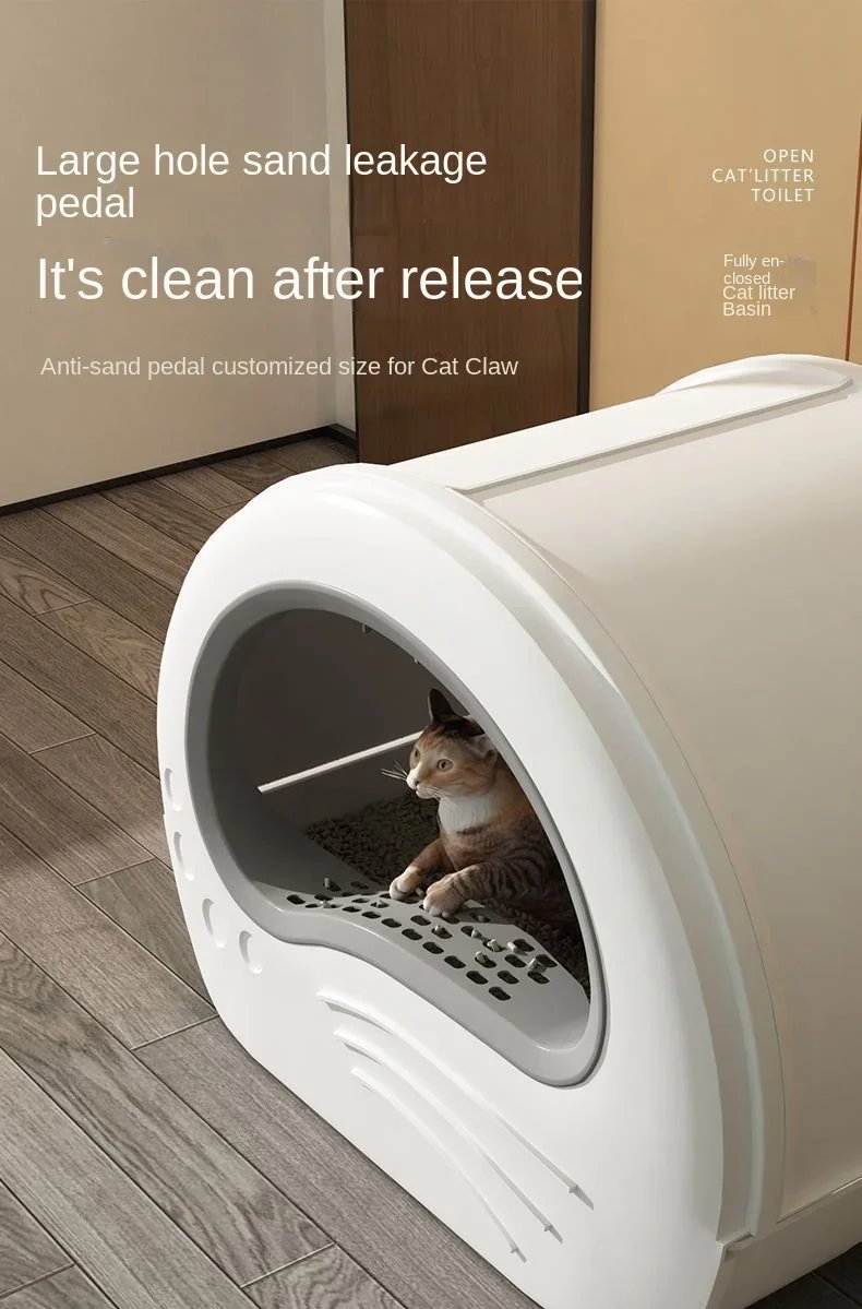 Bac à litière pour chat de type MELType entièrement fermé, anti-éclaboussures et isolation des odeurs, toilettes pour chat, extra large Bac à litière pour chat de type MELType entièrement fermé, anti-éclaboussures et isolation des odeurs, toilettes pour chat, extra large