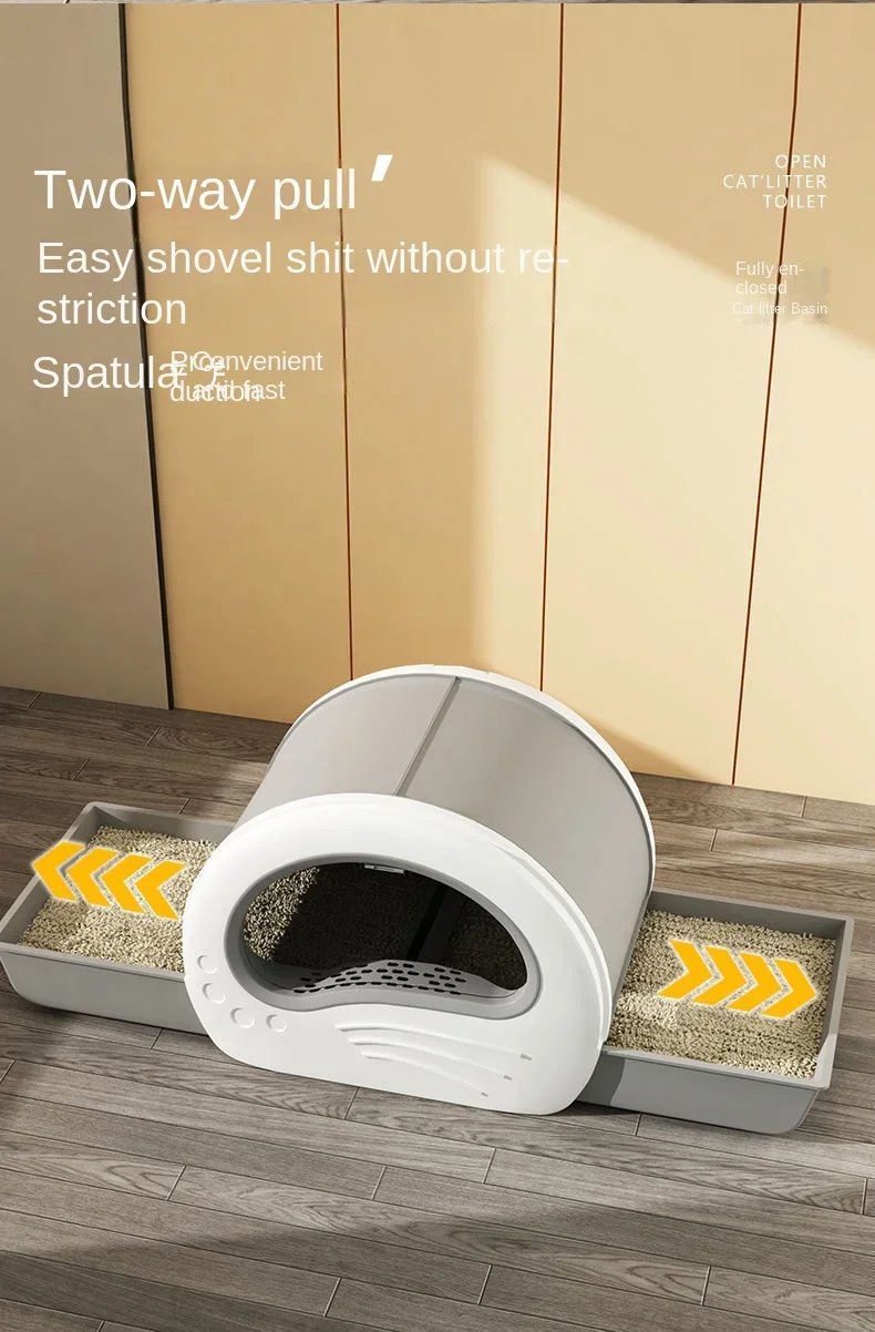 Bac à litière pour chat de type MELType entièrement fermé, anti-éclaboussures et isolation des odeurs, toilettes pour chat, extra large Bac à litière pour chat de type MELType entièrement fermé, anti-éclaboussures et isolation des odeurs, toilettes pour chat, extra large