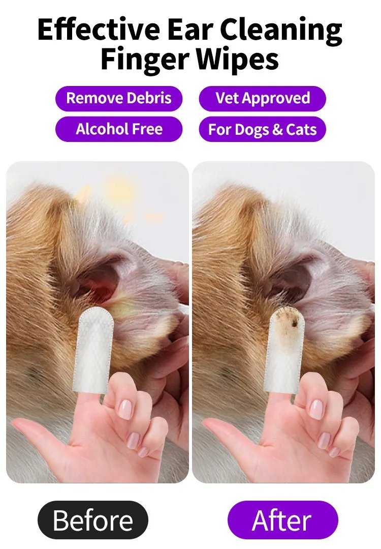 Produits de nettoyage des oreilles pour animaux de compagnie, soins des oreilles, élimination des acariens, du bout des doigts, nettoyage des oreilles de chat et de chien, produits pour animaux de compagnie