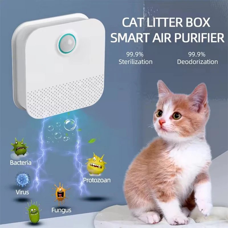 Purificateur intelligent d'odeurs de chat, désodorisant de bac à litière, supporter ficateur d'air de toilette pour animaux de compagnie, dépistolet ant de litière pour chien et chat