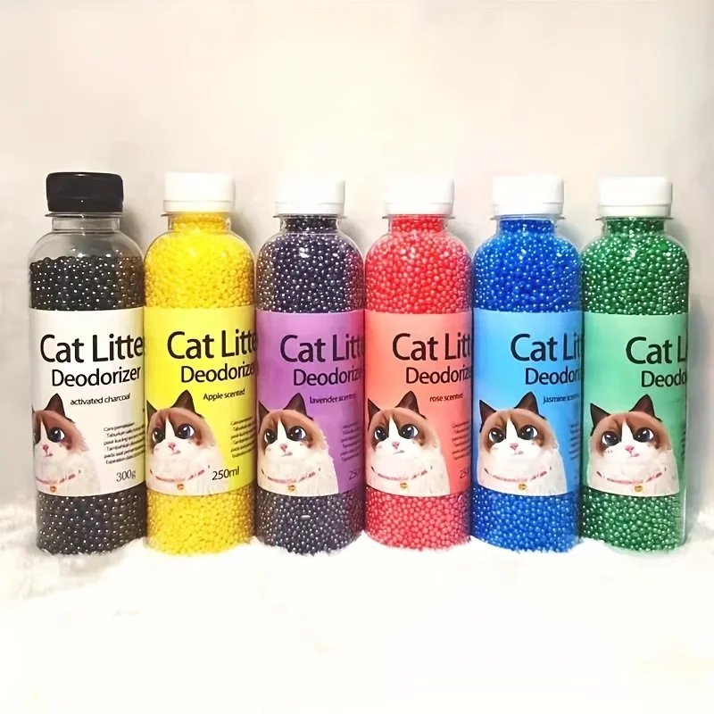 Perles désodorisantes absorbantes pour toilettes pour chats, bac à litière pour chat, 6 saveurs, litière aromatique, fournitures de livres pour animaux de compagnie
