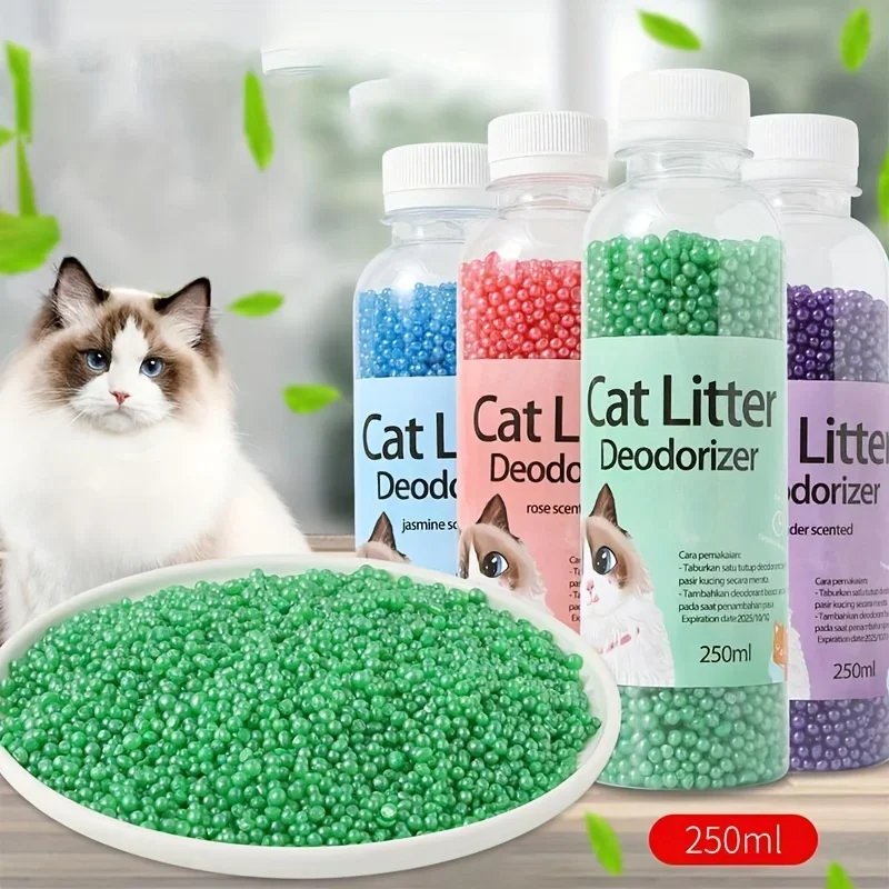 Perles désodorisantes absorbantes pour toilettes pour chats, bac à litière pour chat, 6 saveurs, litière aromatique, fournitures de livres pour animaux de compagnie
