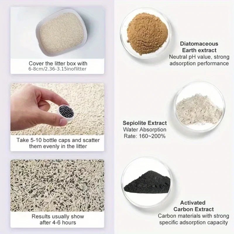 Perles désodorisantes absorbantes pour toilettes pour chats, bac à litière pour chat, 6 saveurs, litière aromatique, fournitures de livres pour animaux de compagnie