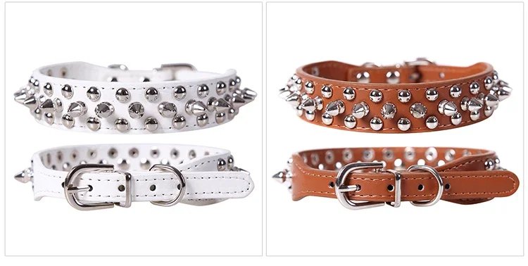 Sangle de cou réglable en cuir PU pour animal de compagnie, collier à pointes, fournitures pour chien, rivet punk, petits chiens et chats Sangle de cou réglable en cuir PU pour animal de compagnie, collier à pointes, fournitures pour chien, rivet punk, petits chiens et chats