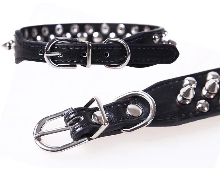 Sangle de cou réglable en cuir PU pour animal de compagnie, collier à pointes, fournitures pour chien, rivet punk, petits chiens et chats Sangle de cou réglable en cuir PU pour animal de compagnie, collier à pointes, fournitures pour chien, rivet punk, petits chiens et chats