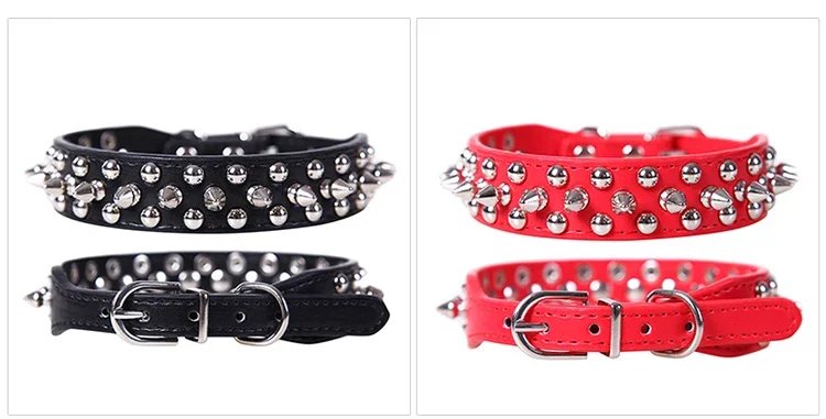 Sangle de cou réglable en cuir PU pour animal de compagnie, collier à pointes, fournitures pour chien, rivet punk, petits chiens et chats Sangle de cou réglable en cuir PU pour animal de compagnie, collier à pointes, fournitures pour chien, rivet punk, petits chiens et chats