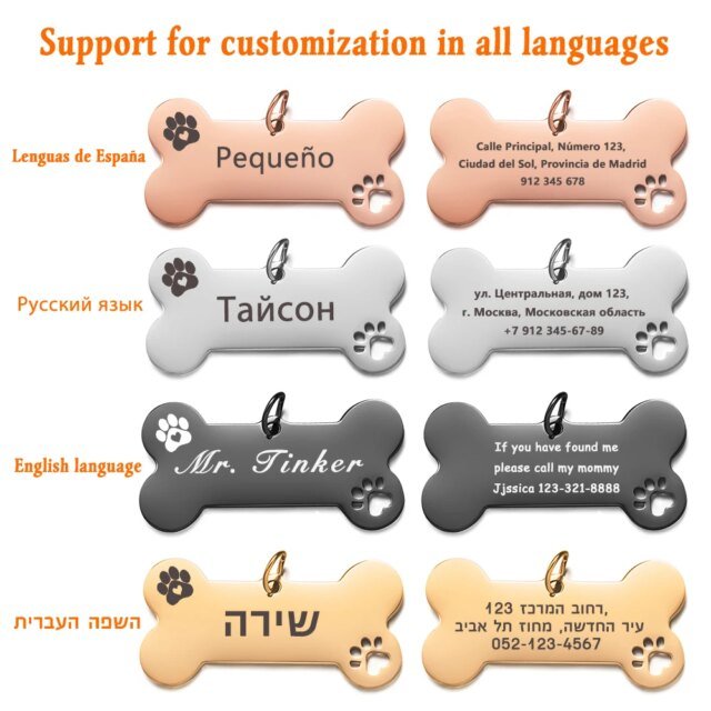 Plaque signalétique en acier brillant personnalisé pour chien | gravure gratuite, colliers anti-perte pour chat et chien | accessoires pour animaux de compagnie – Image 4
