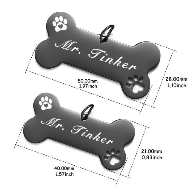 Plaque signalétique en acier brillant personnalisé pour chien | gravure gratuite, colliers anti-perte pour chat et chien | accessoires pour animaux de compagnie – Image 3