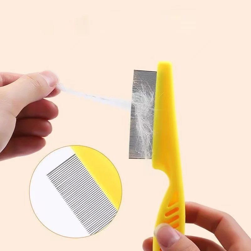 Peigne à puces en acier inoxydable pour animaux de compagnie, peigne à perte de poils, brosse confortable pour chat et chien, outils de toilettage, 1 pièce, 2 pièces Peigne à puces en acier inoxydable pour animaux de compagnie, peigne à perte de poils, brosse confortable pour chat et chien, outils de toilettage, 1 pièce, 2 pièces