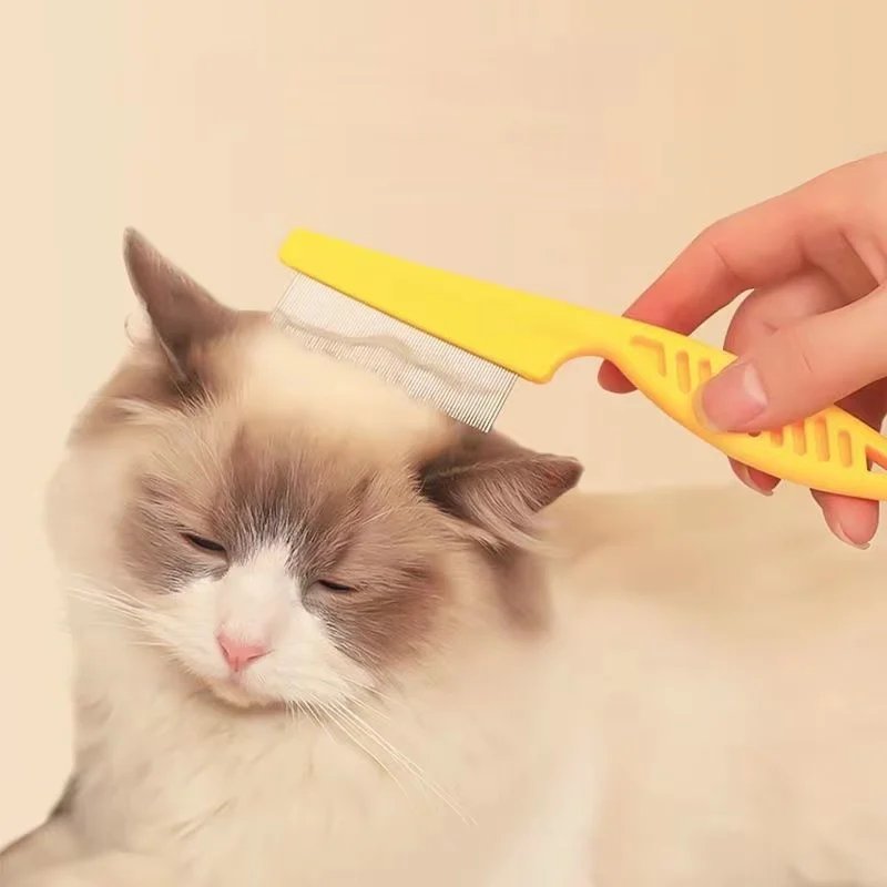 Peigne à puces en acier inoxydable pour animaux de compagnie, peigne à perte de poils, brosse confortable pour chat et chien, outils de toilettage, 1 pièce, 2 pièces Peigne à puces en acier inoxydable pour animaux de compagnie, peigne à perte de poils, brosse confortable pour chat et chien, outils de toilettage, 1 pièce, 2 pièces