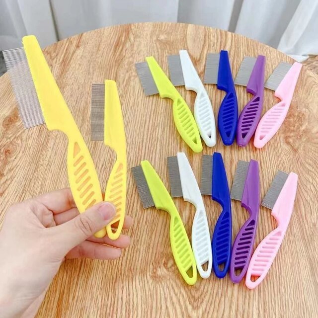 Peigne à puces en acier inoxydable pour animaux de compagnie | peigne à perte de poils, brosse confortable pour chat et chien | outils de toilettage – Image 2