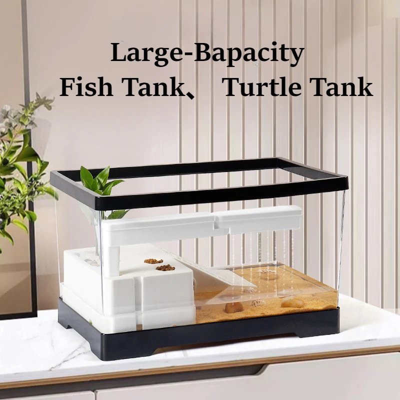 Aquariums transparents et aquariums en plastique l'horloge, poignées anti-chute, tortue amovible, boîte d'élevage, aquarium précieux, aquariums de poissons rouges