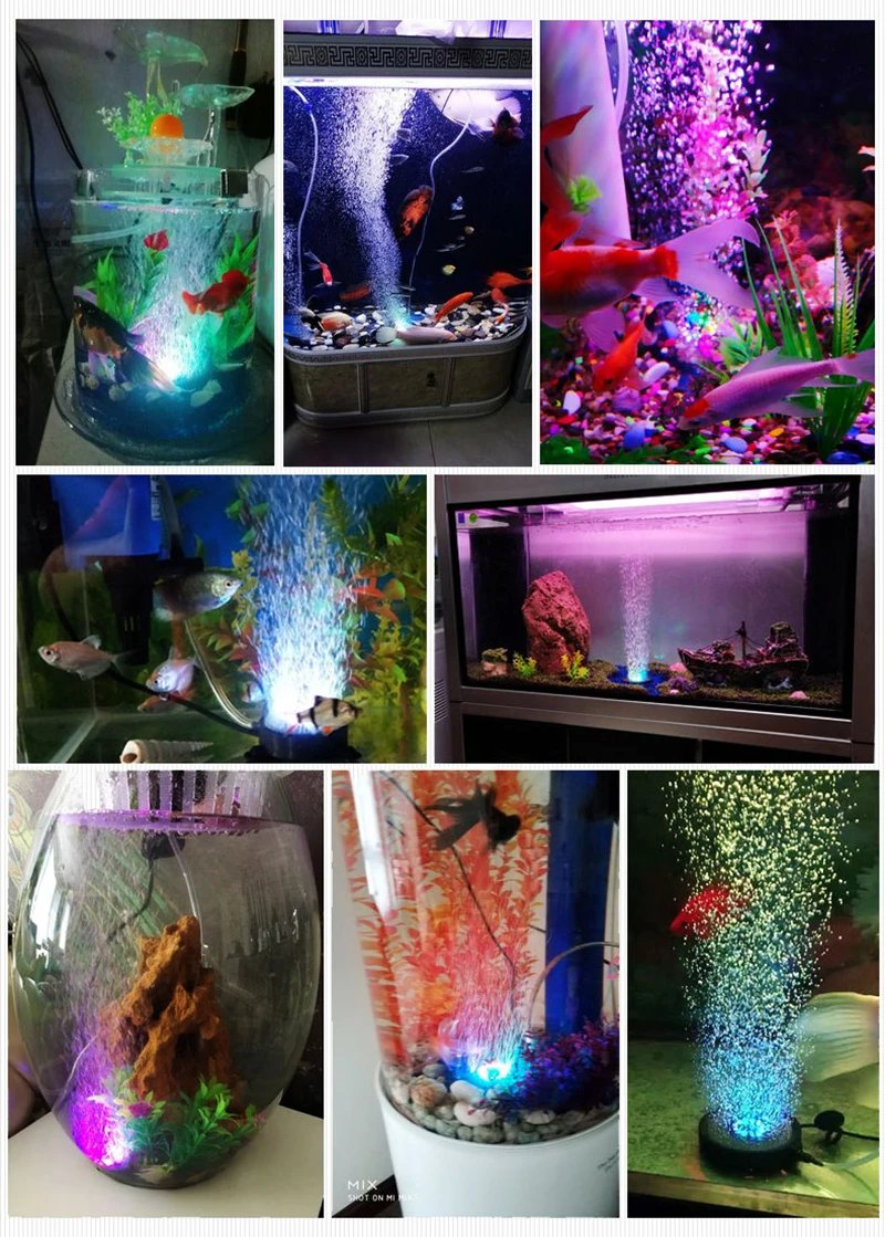 SubSN-Lumière précieuse sous-marine pour poissons, lampe à bulles d'air pour aquarium, document proxy LED, oxygène exécutif