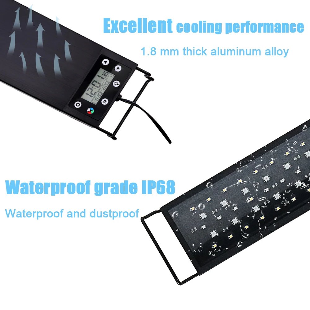 Full LED Fish Precious Lighting, Lampe de croissance des plantes, Décoration d'aquarium, Étanche IP68, 24/7 V-100V, 30-60cm, 240