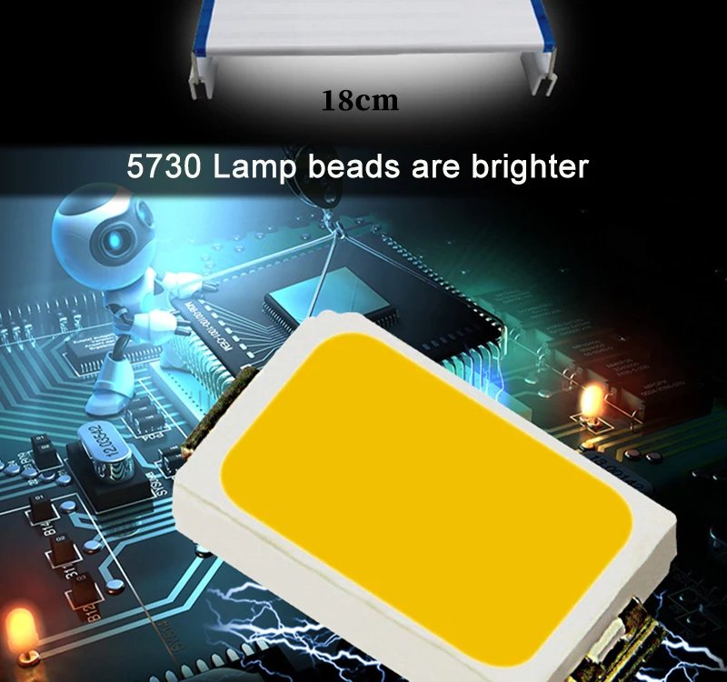 Lampe LED super mince pour aquarium, éclairage de croissance des plantes, pince lumineuse étanche, bleu, 18-75cm, 220V