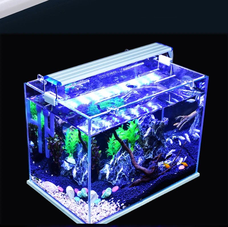 Lampe LED super mince pour aquarium, éclairage de croissance des plantes, pince lumineuse étanche, bleu, 18-75cm, 220V