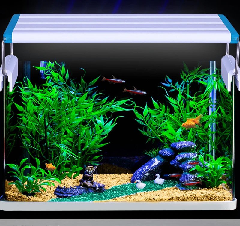 Lampe LED super mince pour aquarium, éclairage de croissance des plantes, pince lumineuse étanche, bleu, 18-75cm, 220V