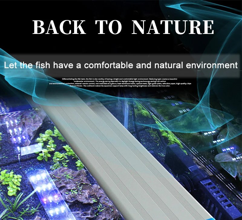 Lampe LED super mince pour aquarium, éclairage de croissance des plantes, pince lumineuse étanche, bleu, 18-75cm, 220V