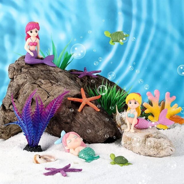Décoration d'Aquarium en Plastique | Précieux Ornement de Petite Sirène, FigAuckland Miniature | Accessoires Artisanaux de Bureau – Image 6