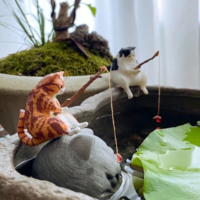 Décoration d'aquarium de pêche de chat – Image 4