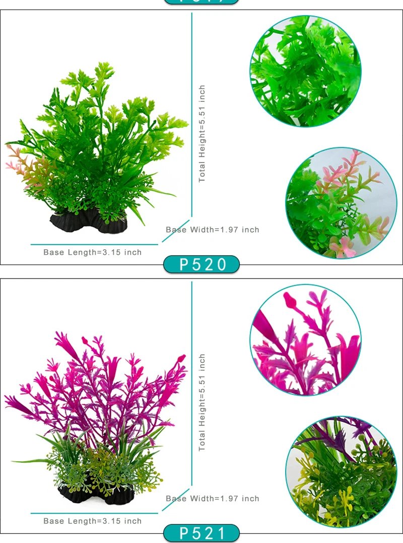 Ornement de plante précieuse d'aquarium, décor Él, plantes de simulation d'eau, bol de poisson en plastique, décoration de mauvaises herbes, 5.5 po