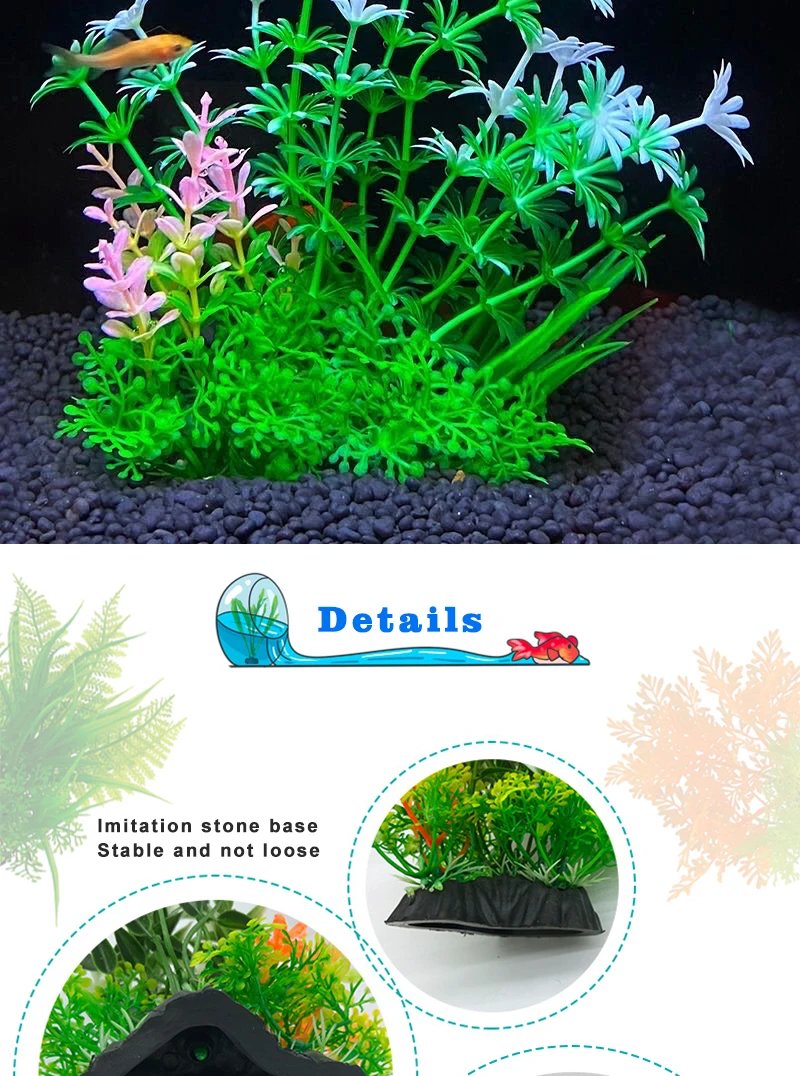 Ornement de plante précieuse d'aquarium, décor Él, plantes de simulation d'eau, bol de poisson en plastique, décoration de mauvaises herbes, 5.5 po