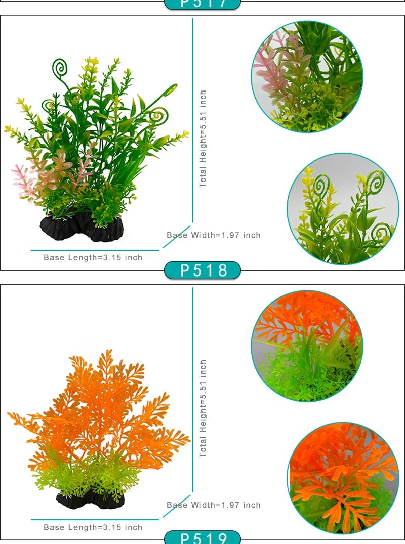 Ornement de plante précieuse d'aquarium, décor Él, plantes de simulation d'eau, bol de poisson en plastique, décoration de mauvaises herbes, 5.5 po